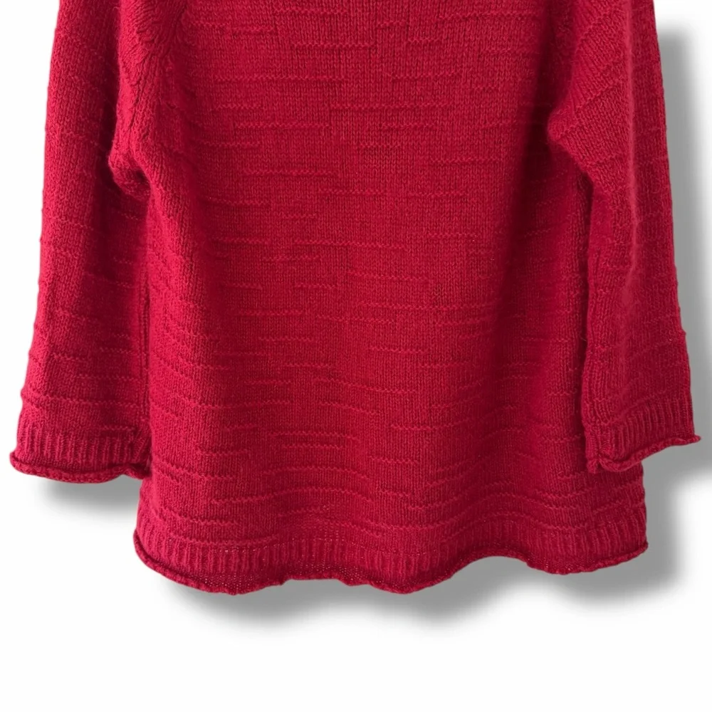 Ozai N Ku Red Lagenlook Oversized Mockneck Sweater Wool Mohair Blend Size Large